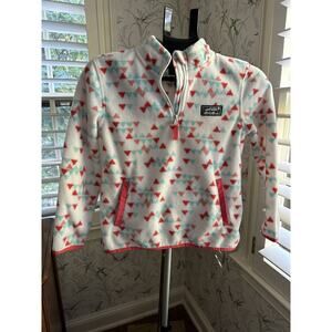 Eddie Bauer Girls 1/4 Zip Fleece Sweater, Printed White, Size M (10/12)